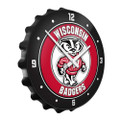 Wisconsin Badgers Mascot - Bottle Cap Wall Clock - Black