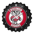 Wisconsin Badgers Mascot - Bottle Cap Wall Clock - Black | The Fan-Brand | NCWISB-540-02A
