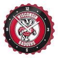 Wisconsin Badgers Mascot - Bottle Cap Wall Clock - Red | The Fan-Brand | NCWISB-540-02B