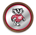 Wisconsin Badgers Mascot - Faux Barrel Top Mirrored Wall Sign | The Fan-Brand | NCWISB-245-02