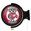 Wisconsin Badgers Mascot - Original Round Rotating Lighted Wall Sign | The Fan-Brand | NCWISB-115-02