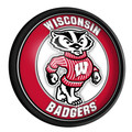 Wisconsin Badgers Mascot - Round Slimline Lighted Wall Sign | The Fan-Brand | NCWISB-130-02
