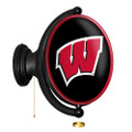 Wisconsin Badgers Original Oval Rotating Lighted Wall Sign - Black | The Fan-Brand | NCWISB-125-01B
