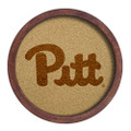 Pittsburgh Panthers: "Faux" Barrel Framed Cork Board - Monochrome Logo | The Fan-Brand | NCPITT-632-01B
