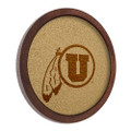 Utah Utes: "Faux" Barrel Framed Cork Board - Monochrome Logo | The Fan-Brand | NCUTAH-632-01B