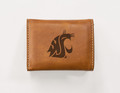 Washington State Cougars Brown Laser Engraved Tri-Fold Wallet | Rico Industries | LETRI490101BR