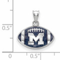 Michigan Wolverines Sterling Silver Enameled Football Pendant | Logo Art | SS509UM