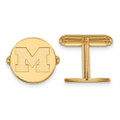 Michigan Wolverines Sterling Silver Gold Plated Crest Cuff Links  | Logo Art | LGAGP011UM