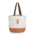 Arizona State Sun Devils Coronado Canvas and Willow Basket Tote | Picnic Time | 203-00-187-024-0