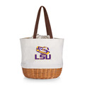 LSU Tigers Coronado Canvas and Willow Basket Tote | Picnic Time | 203-00-187-294-0