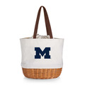 Michigan Wolverines Coronado Canvas and Willow Basket Tote | Picnic Time | 203-00-187-344-0