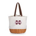 Mississippi State Bulldogs Coronado Canvas and Willow Basket Tote | Picnic Time | 203-00-187-384-0