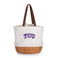 TCU Horned Frogs Coronado Canvas and Willow Basket Tote | Picnic Time | 203-00-187-844-0