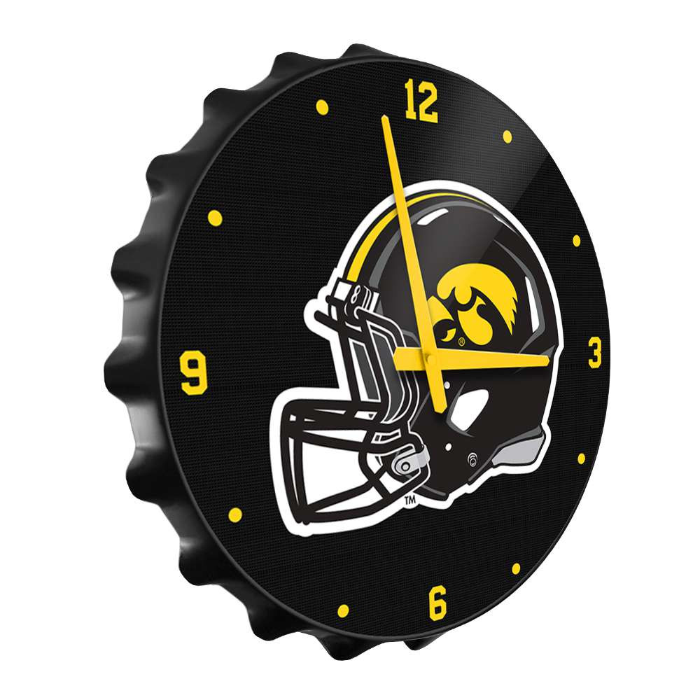 The Fan-Brand Iowa Hawkeyes Helmet Bottle Cap Wall Clock - Thumbnail 2