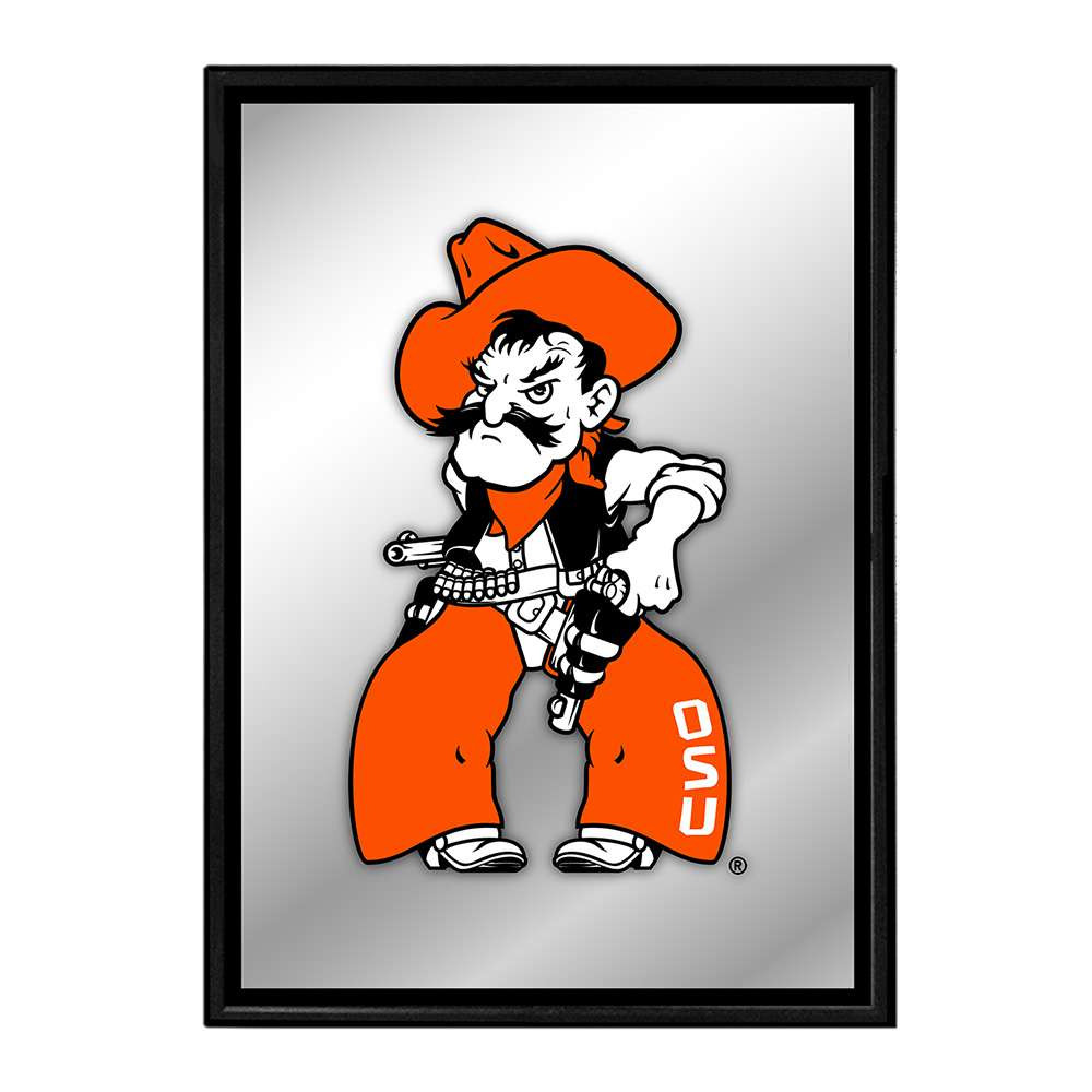 Oklahoma State Cowboys: Mascot - Framed Mirrored Wall Sign - Black