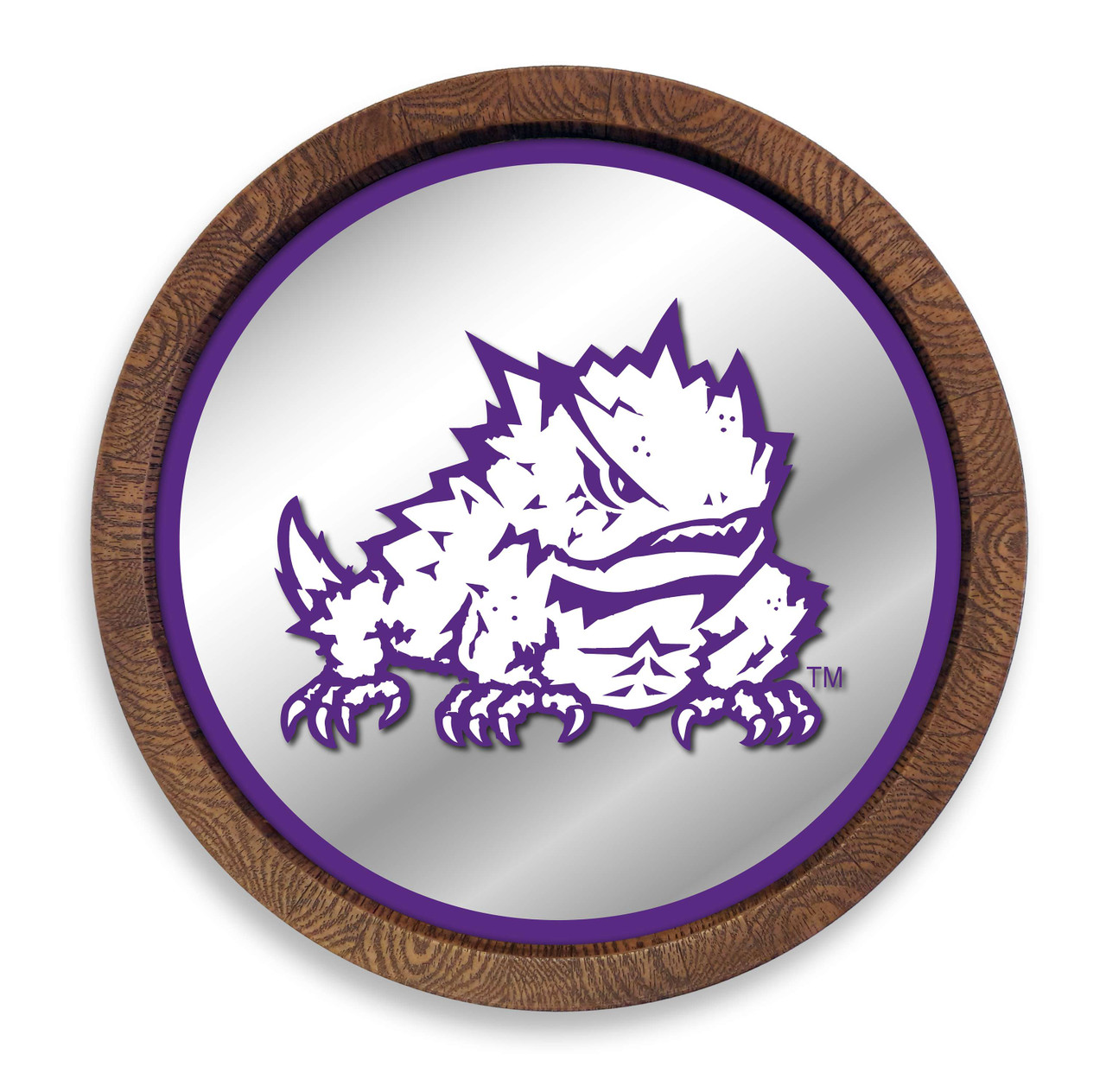 TCU Horned Frogs: Mascot - Faux Barrel Top Mirrored Wall Sign