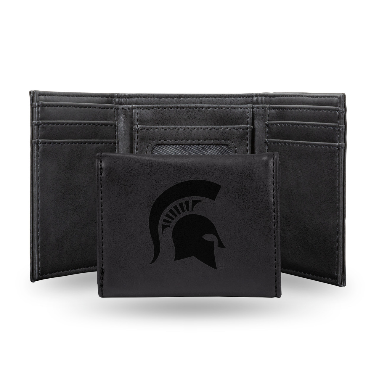 Michigan State Spartans Black Laser Engraved Tri-Fold Wallet