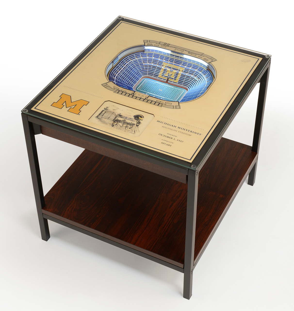 Michigan Wolverines 25-Layer StadiumViews Lighted End Table