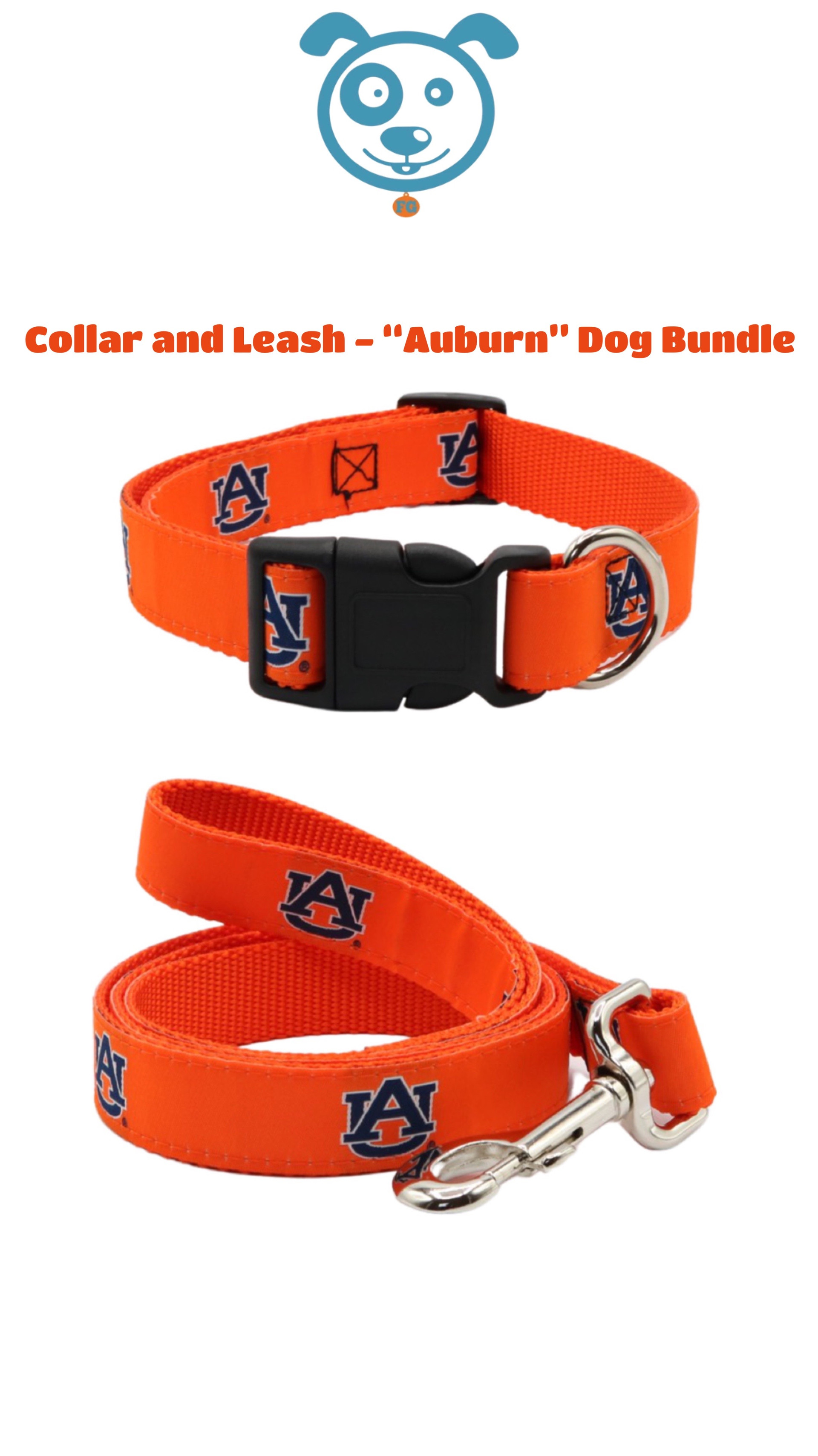 Auburn Tigers Dog Collar and Leash Set
