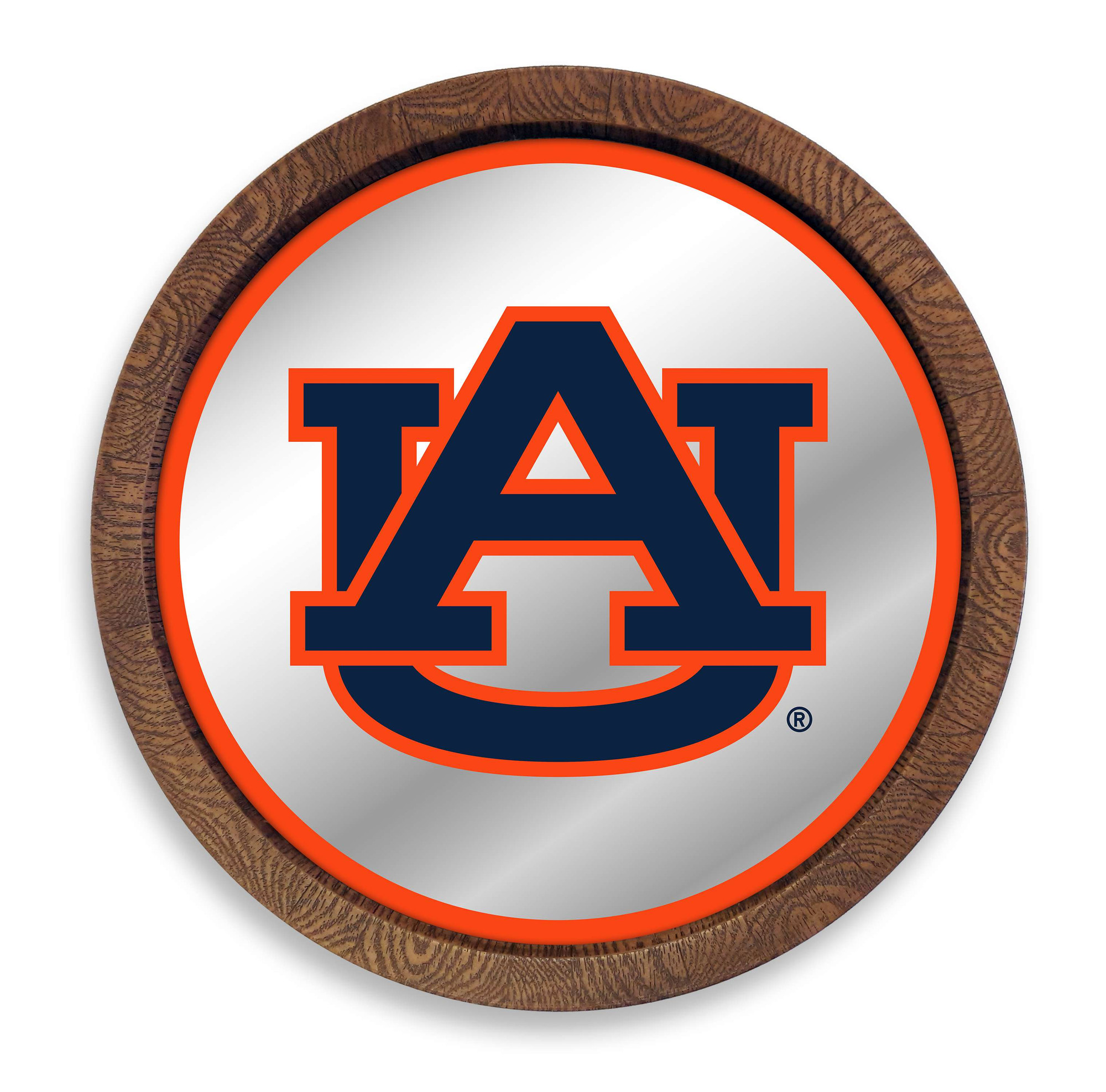 Auburn Tigers: Faux Barrel Top Mirrored Wall Sign - Orange Edge