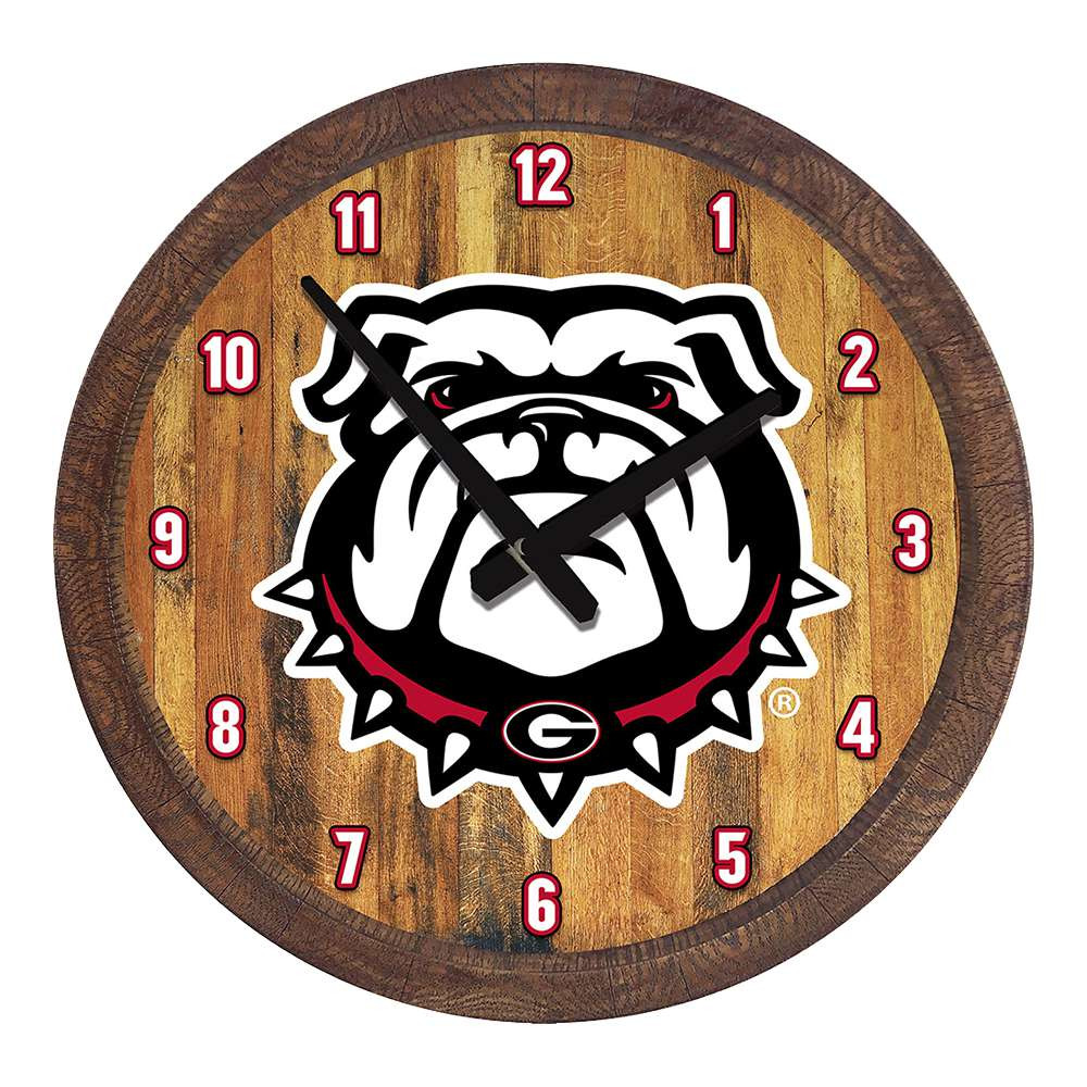 Bulldogs Uga Faux Barrel Top Wall Clock