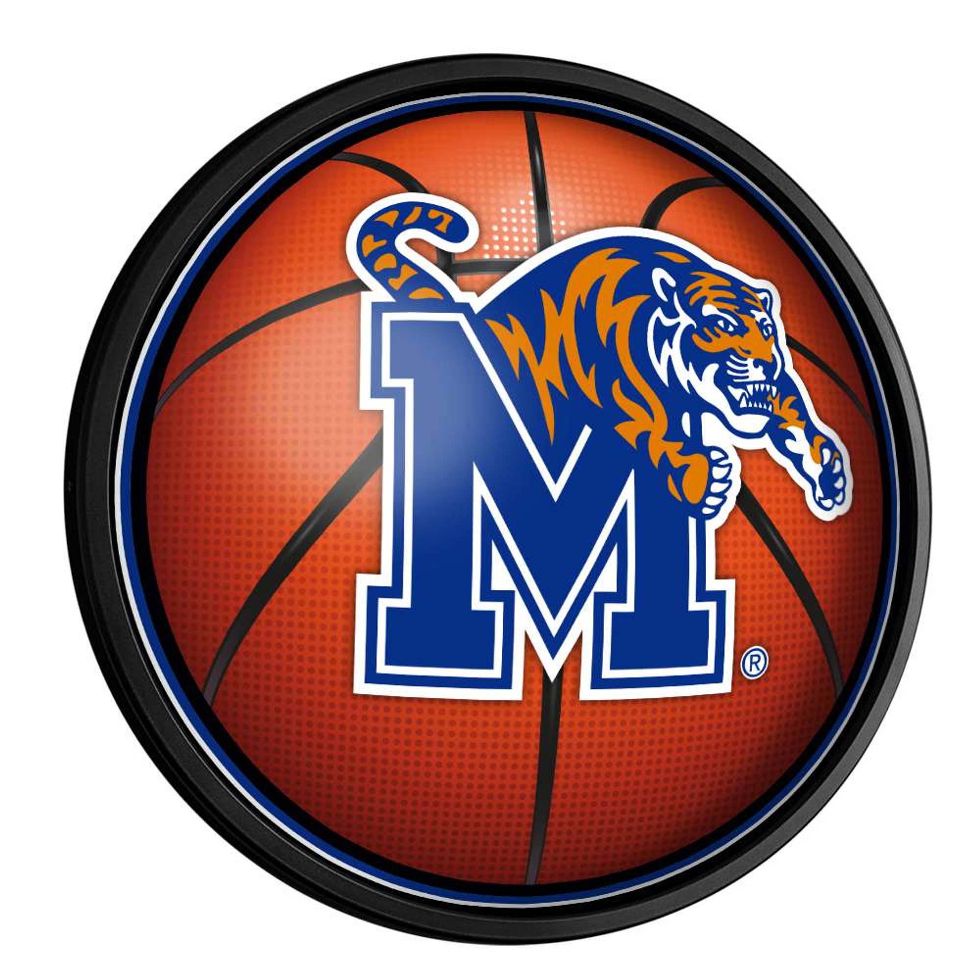 Memphis Tigers: Basketball - Round Slimline Lighted Wall Sign