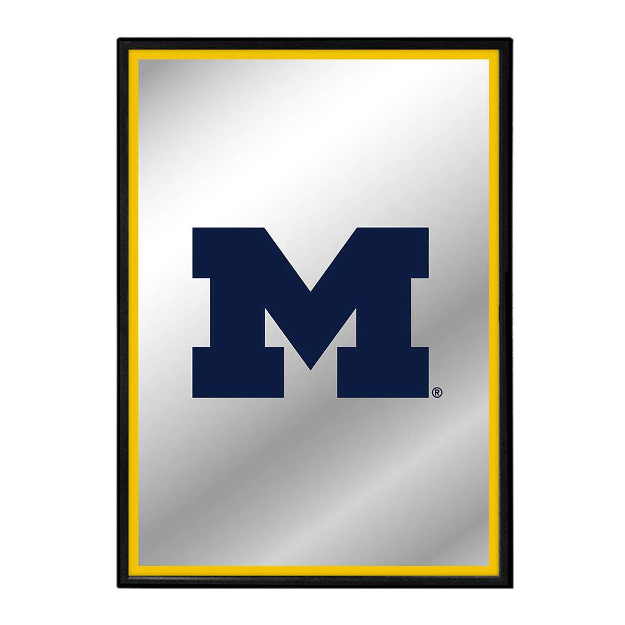 Michigan Wolverines: Block M - Framed Mirrored Wall Sign - Maize Edge michigan-wolverines-block-m-framed-mirrored-wall-sign-maize-edge