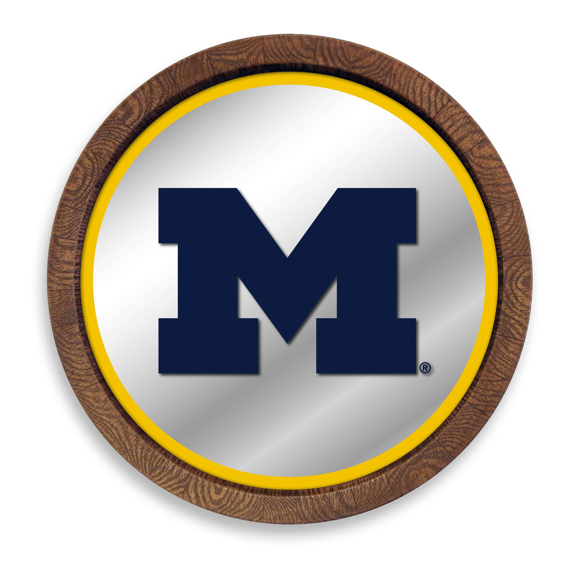 Michigan Wolverines: Faux Barrel Top Mirrored Wall Sign - Maize Edge michigan-wolverines-faux-barrel-top-mirrored-wall-sign-maize-edge