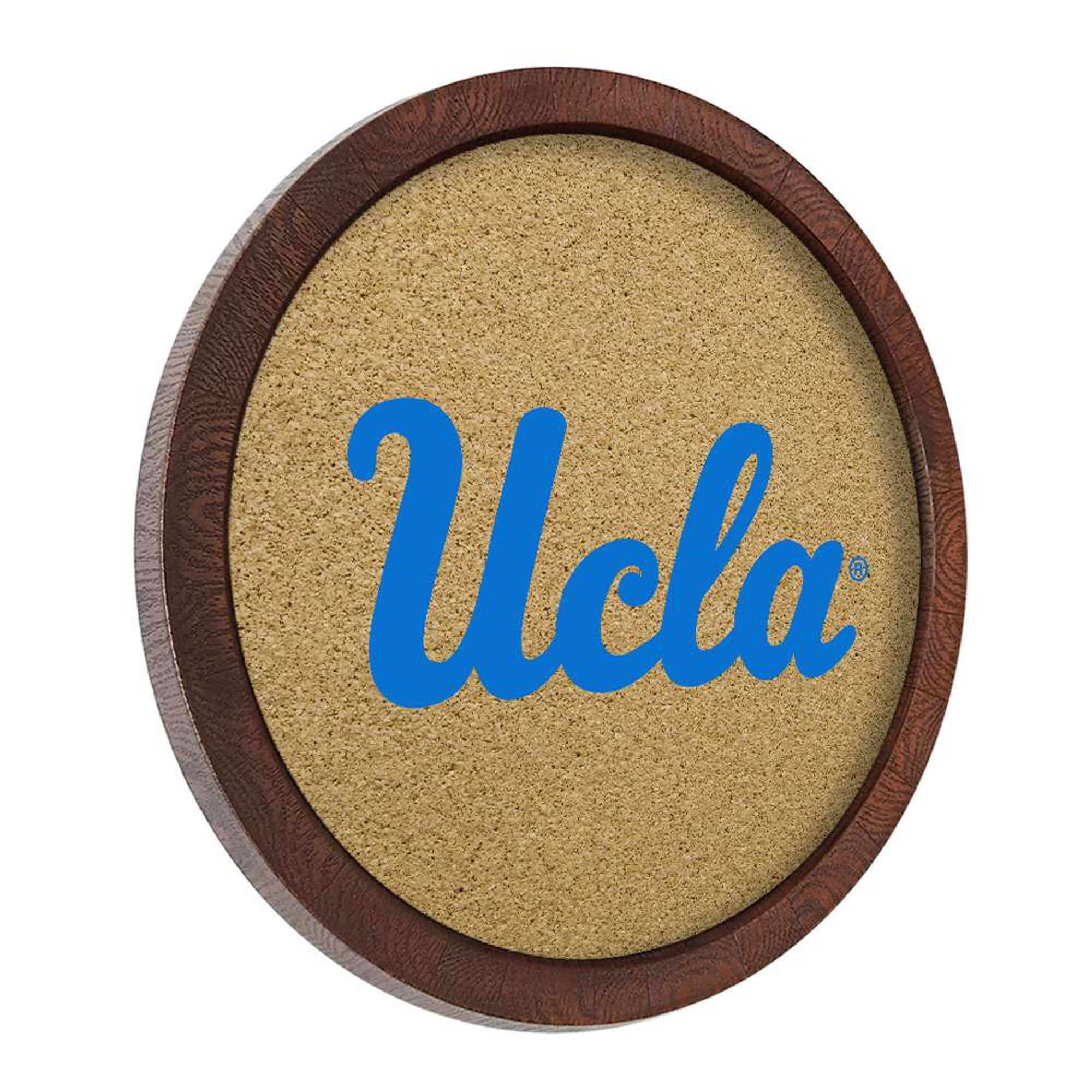 UCLA Bruins: Faux Barrel Framed Cork Board Color Logo