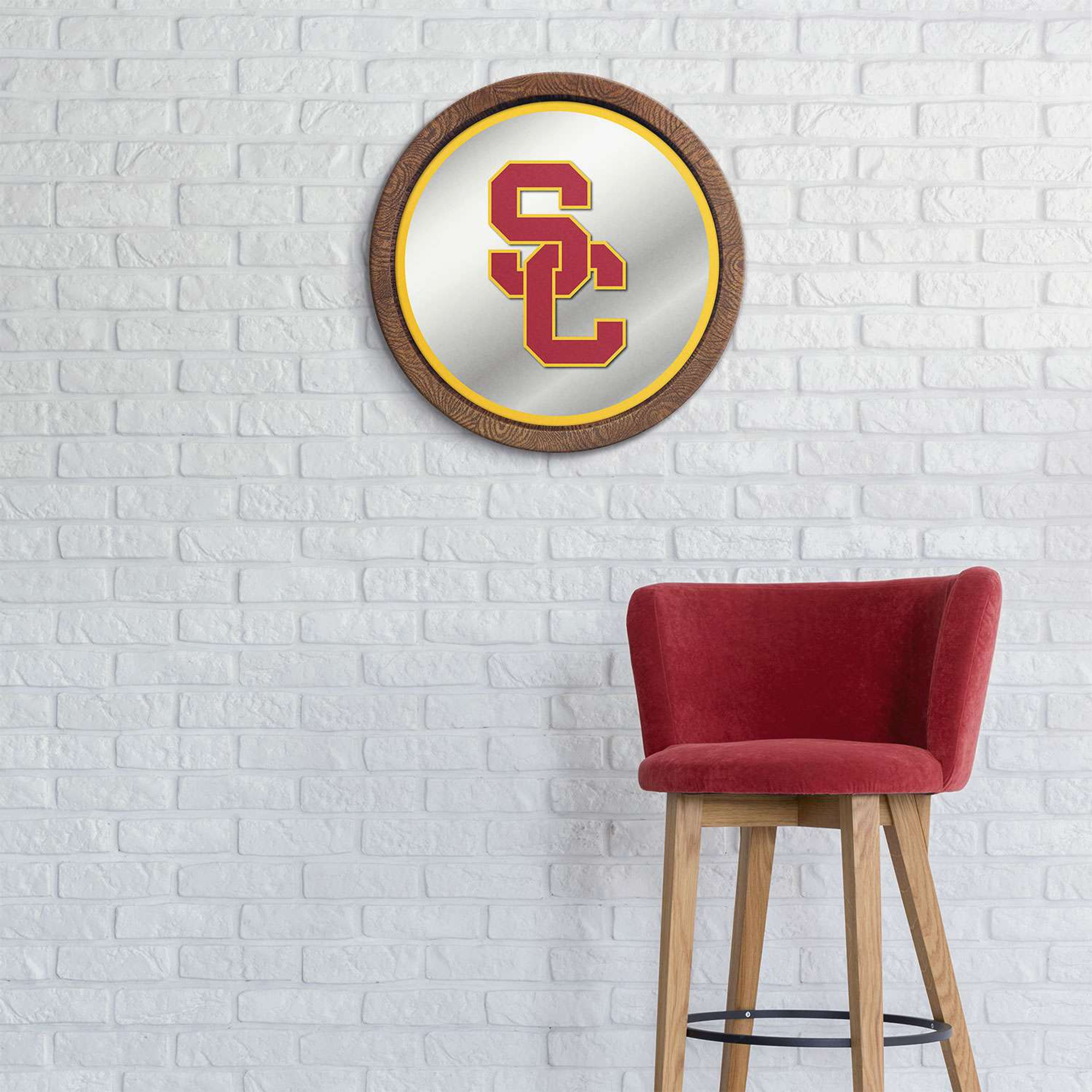 USC Trojans: SC - Faux Barrel Top Mirrored Wall Sign
