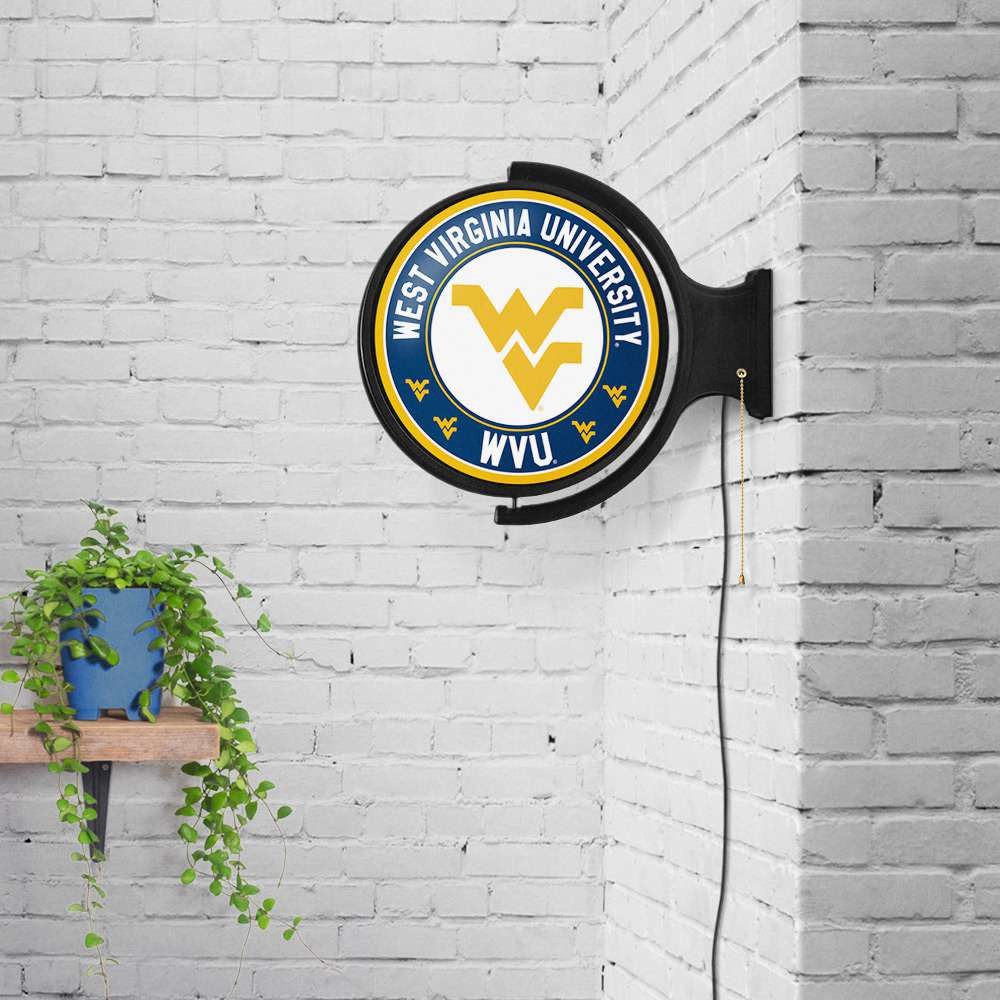West Virginia Mountaineers: WVU - Original Round Rotating Lighted Wall Sign - White west-virginia-mountaineers-wvu-original-round-rotating-lighted-wall-sign-white
