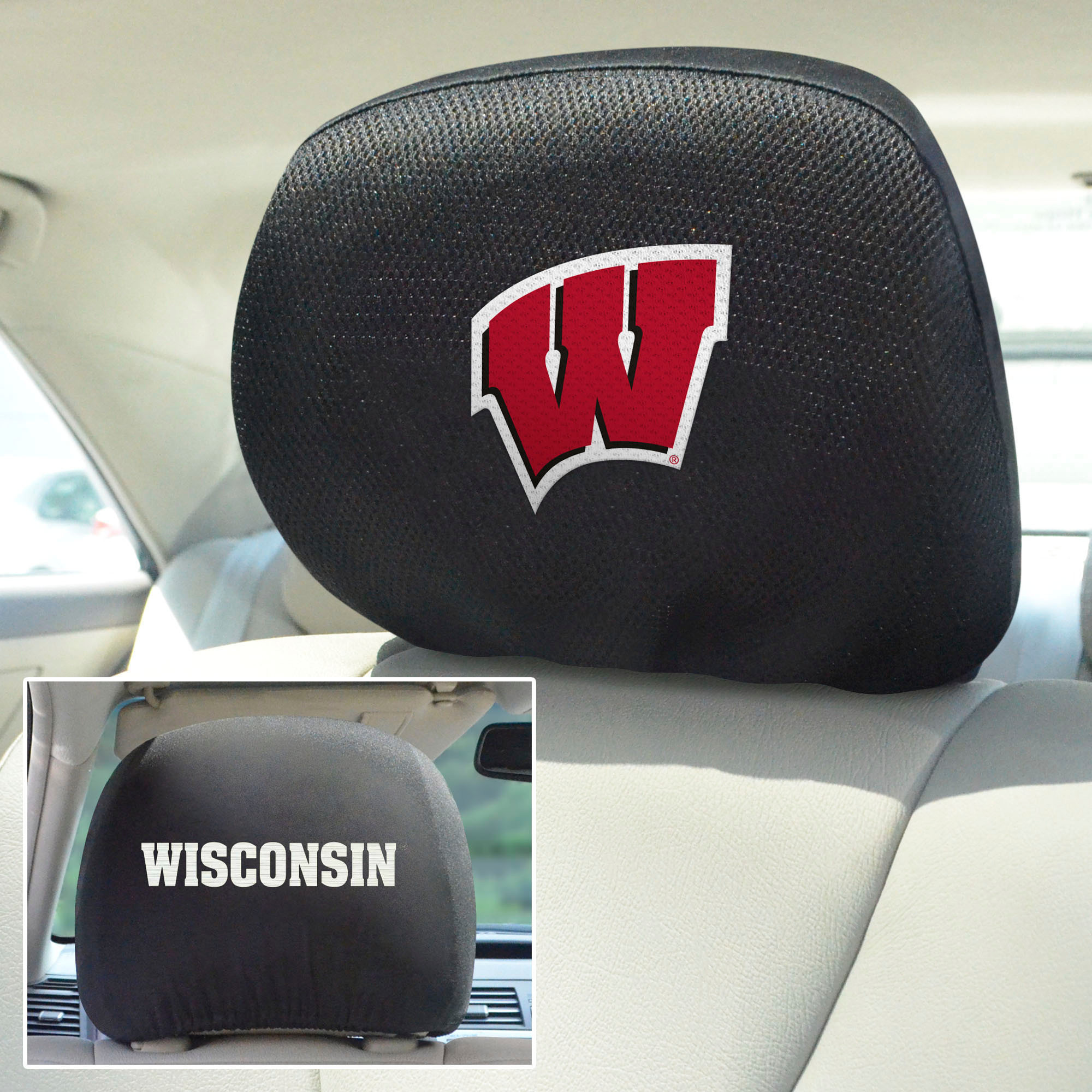 Wisconsin Badgers Car Seat Headrest Cover