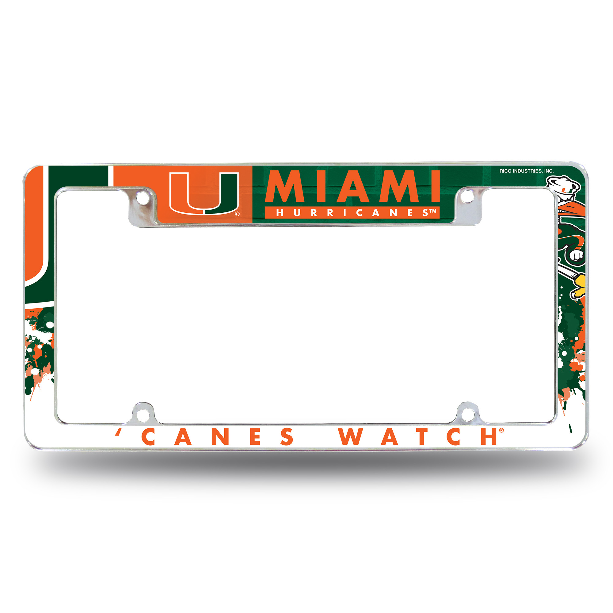 Miami Hurricanes Primary Chrome License Plate Frame