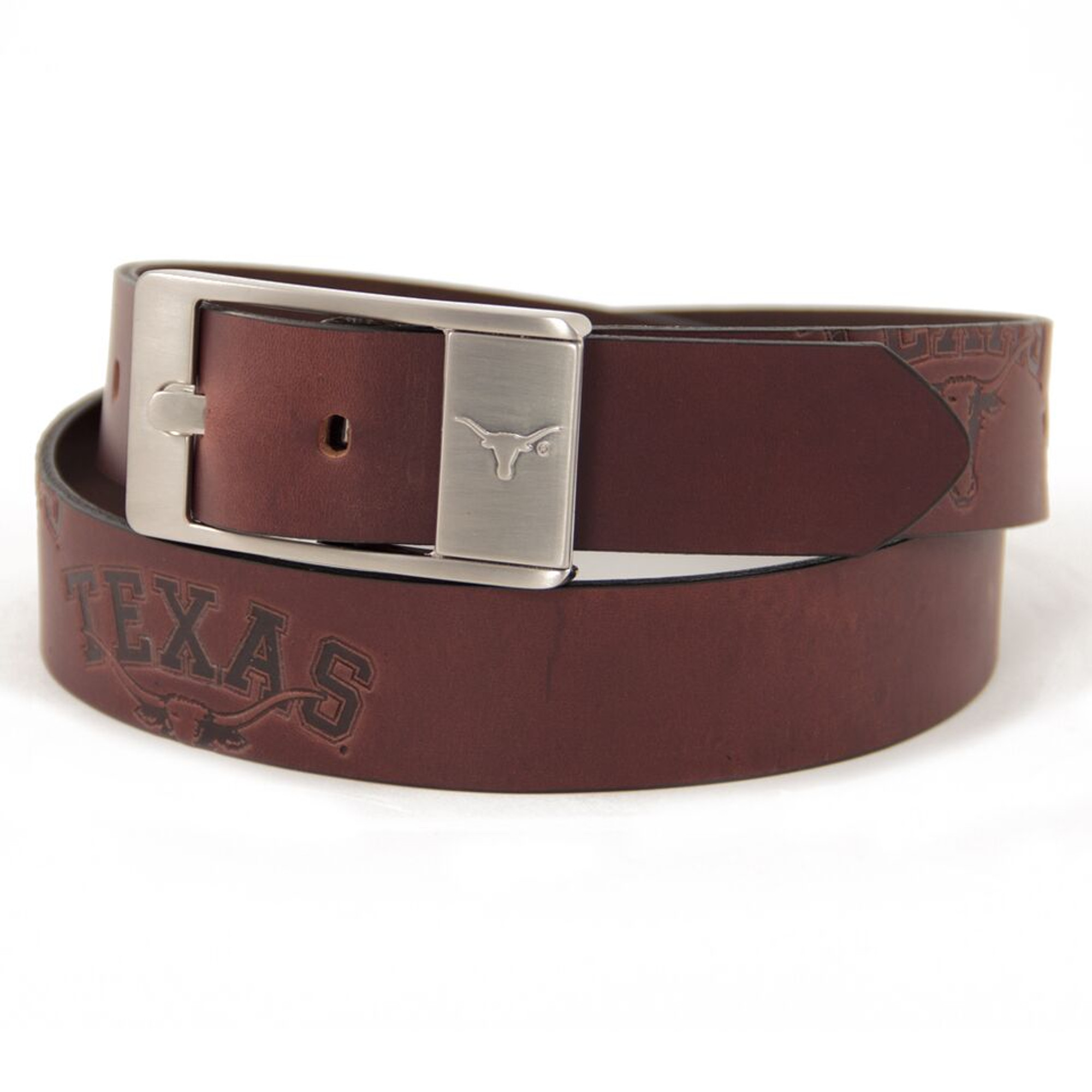 Men&s Texas Longhorns Brandish Leather Belt, Size: 32, Brown