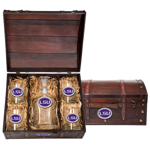 LSU Tigers Decanter Chest Set Heritage Pewter