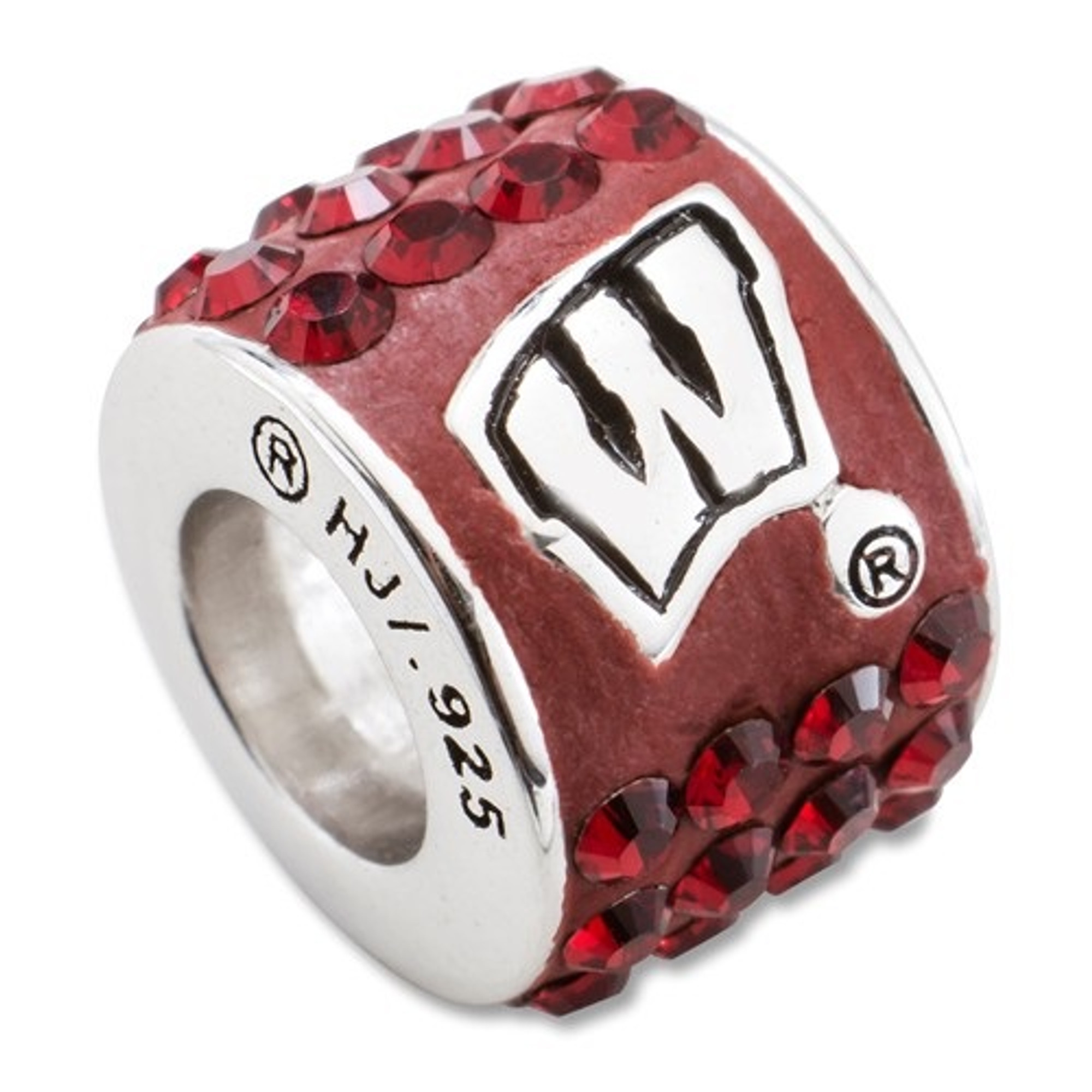 Wisconsin Badgers Logo Sterling Silver Bracelet Bead Charm