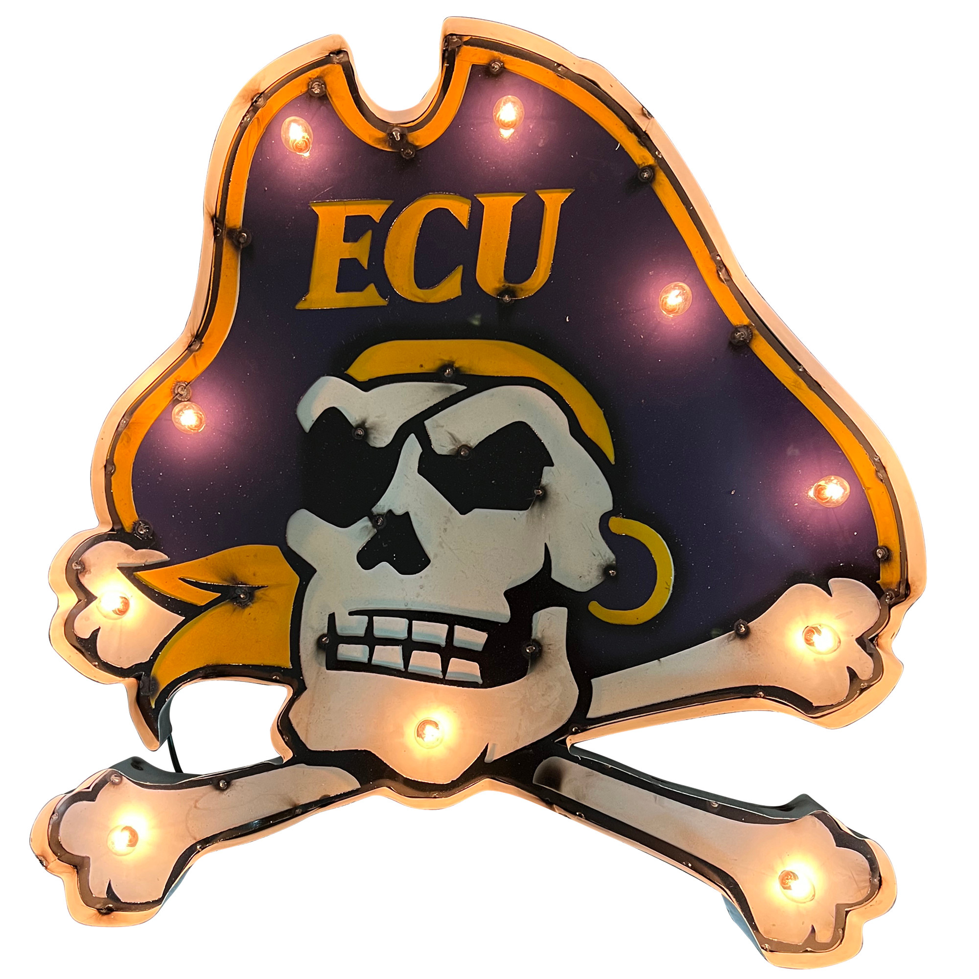 East Carolina Pirates Recycled Metal Wall Decor Illuminated