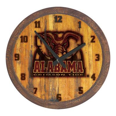 Alabama Crimson Tide Al Logo -  Branded Faux Barrel Top Wall Clock | The Fan-Brand | NCALCT-560-08