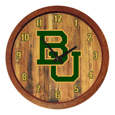 Baylor Bears Branded Faux Barrel Top Wall Clock | The Fan-Brand | NCBAYL-560-01