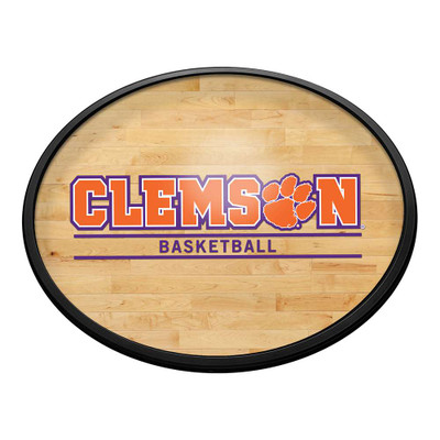 Clemson Tigers Hardwood - Oval Slimline Lighted Wall Sign | The Fan-Brand | NCCLEM-140-12