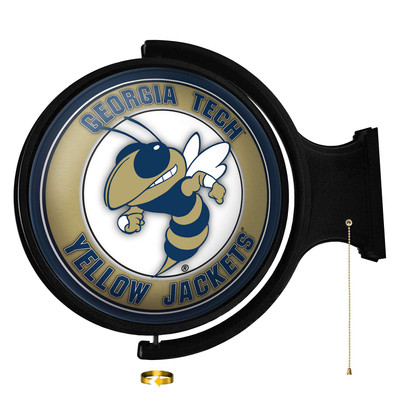 Georgia Tech Yellow Jackets Mascot - Original Round Rotating Lighted Wall Sign - Gold | The Fan-Brand | NCGTYJ-115-02B