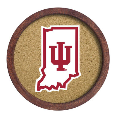 Indiana Hoosiers Indiana - Faux Barrel Framed Cork Board | The Fan-Brand | NCINDH-632-02