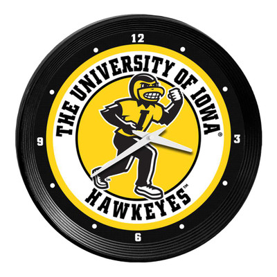 Iowa Hawkeyes Herky - Ribbed Frame Wall Clock | The Fan-Brand | NCIOWA-530-01