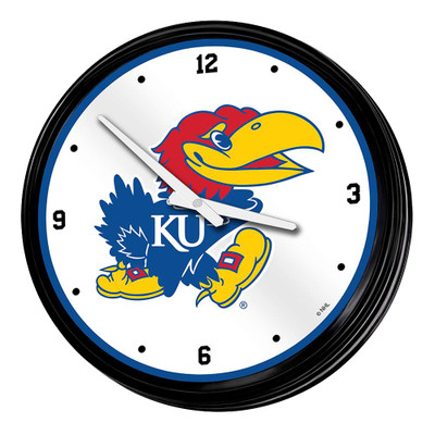 Kansas Jayhawks Retro Lighted Wall Clock | The Fan-Brand | NCKANS-550-01