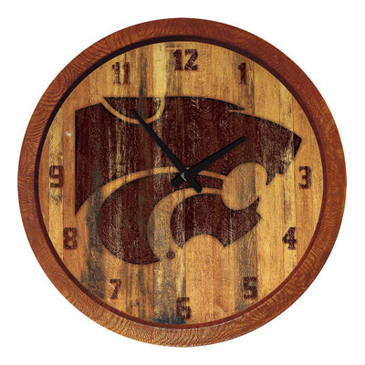 Kansas State Wildcats Branded Faux Barrel Top Wall Clock | The Fan-Brand | NCKNST-560-02