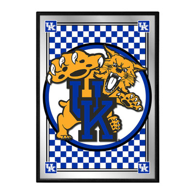 Kentucky Wildcats Team Spirit, Mascot - Framed Mirrored Wall Sign - Checkered | The Fan-Brand | NCKWLD-275-01B