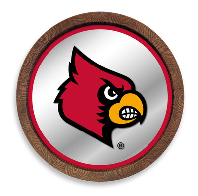 Louisville Cardinals Faux Barrel Top Mirrored Wall Sign | The Fan-Brand | NCLOUS-245-01