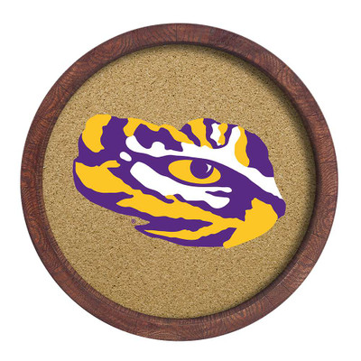 LSU Tigers Tiger Eye - Faux Barrel Framed Cork Board - Color Logo | The Fan-Brand | NCLSUT-632-02A