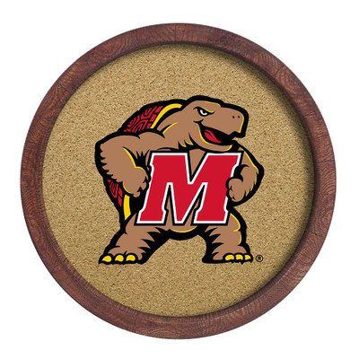 Maryland Terrapins Mascot - Faux Barrel Framed Cork Board - Color Logo | The Fan-Brand | NCMRYT-632-02A