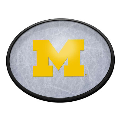 Michigan Wolverines Ice Rink - Oval Slimline Lighted Wall Sign | The Fan-Brand | NCMICH-140-41A
